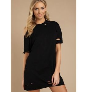 Tobi Torn Apart Black T-Shirt Dress